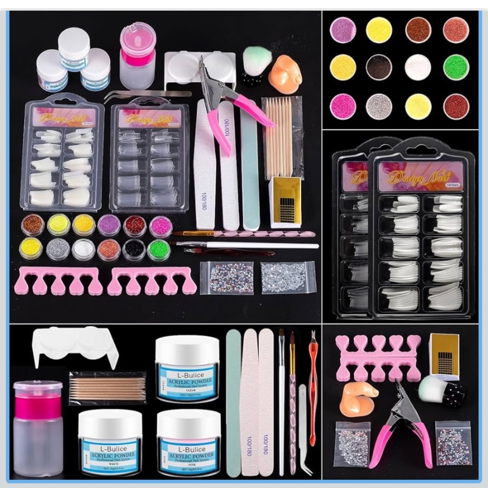 Acrylic Nail Kit for Beginners 12 Glitter Powder Nail Kit Acrylic Set, Nail